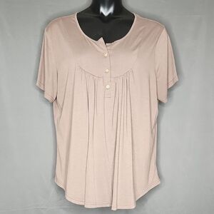 Zenbriele Short-Sleeve Flowy Top - Light Brown - Women's Plus Size 2X